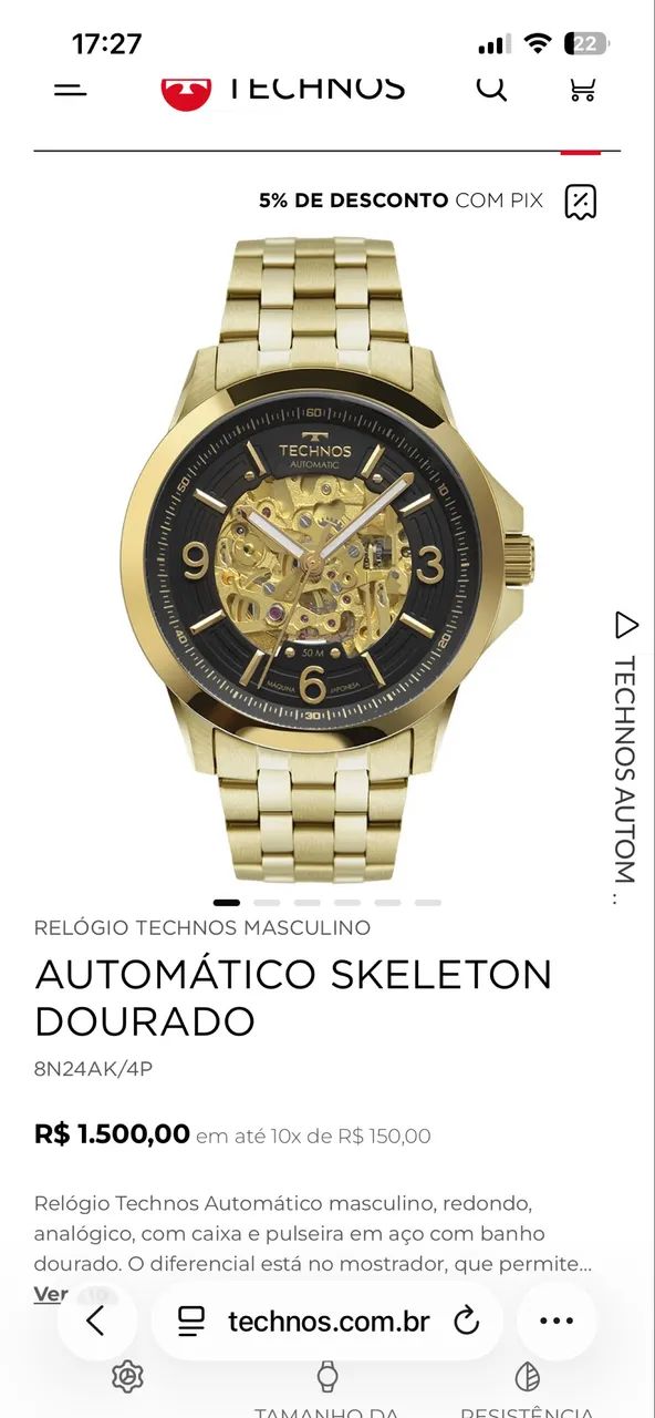 RELOGIO TECHNOS SKELETON - Foto 4