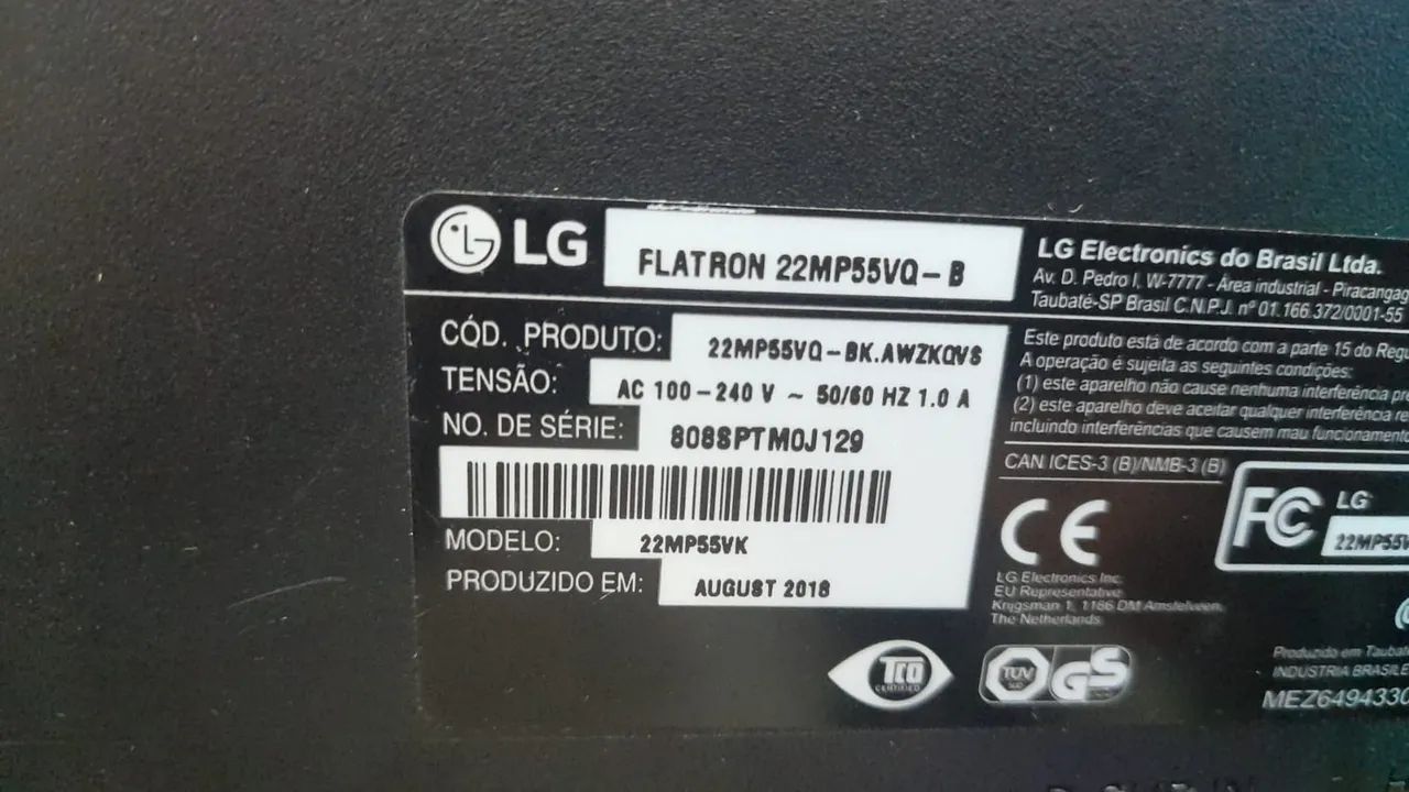 Monitor da LG 22 polegadas funcionando normalmente 