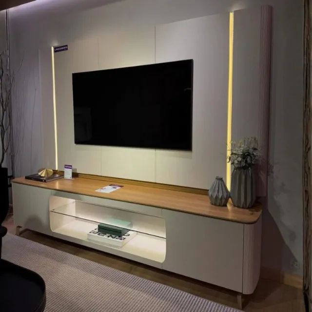 PAINEL + RACK SANTORINI 2,40M  MDF. PRONTA ENTREGA.