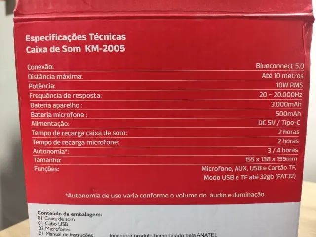  CAIXA DE SOM KARAOKÊ XTRAD 10W! - Foto 3