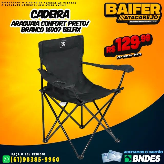 Cadeira Araguaia Confort Branco/Preto 16907 Belfix