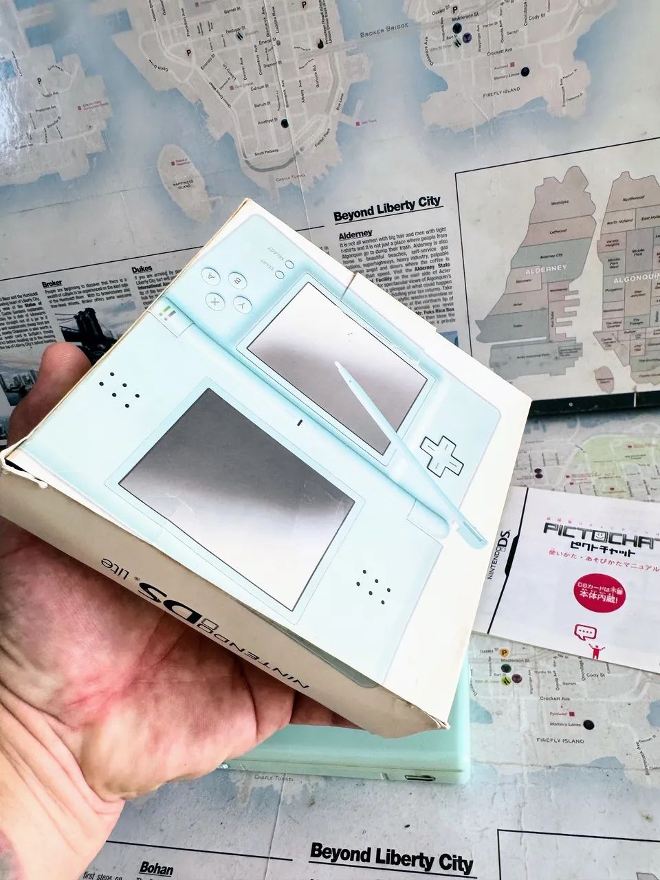 Nintendo DS Lite Ice Blue na caixa. - Foto 5