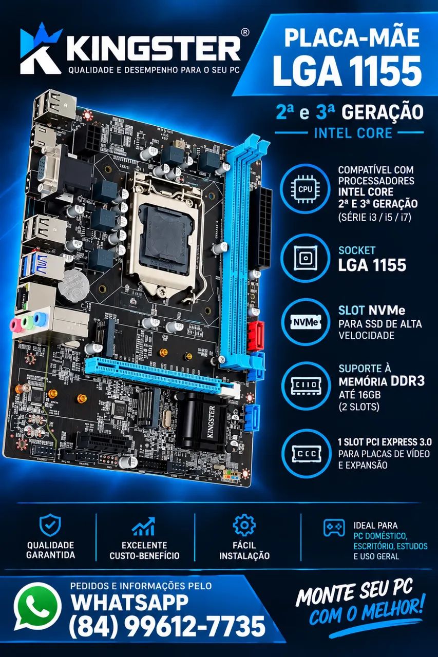 Placa mãe 1155 DDR3 nova na caixa 