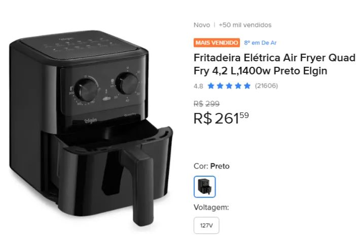 Fritadeira Elétrica a ar Elgin 4,2L - Foto 3