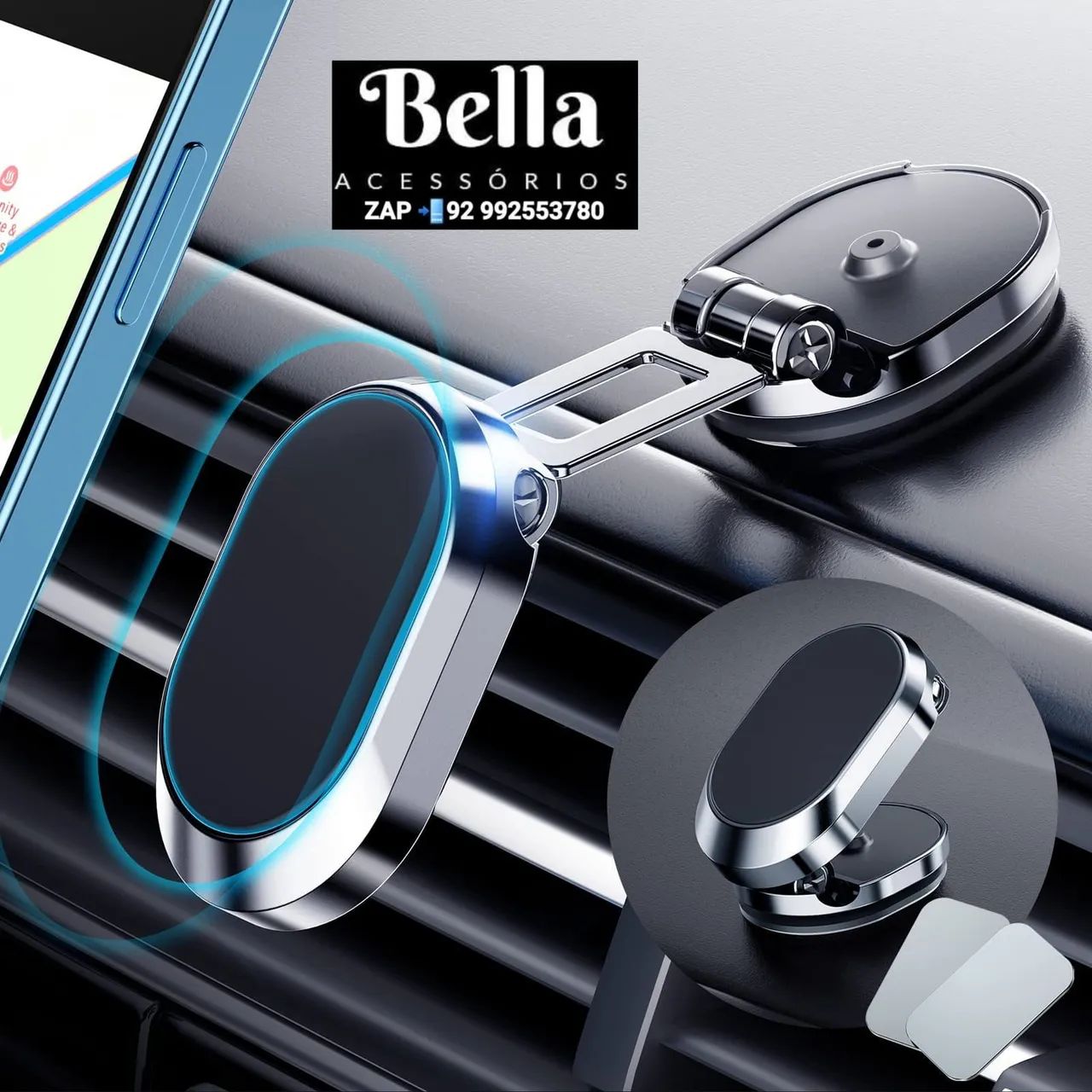 SUPORTE CELULAR CARRO MAGNÉTICO DOBRÁVEL  - Foto 3