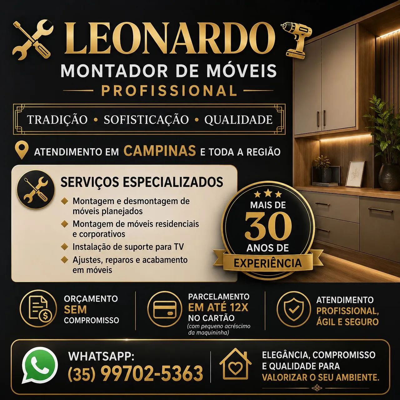 MONTADOR DE MÓVEIS PROFISSIONAL DESDE 1995.
