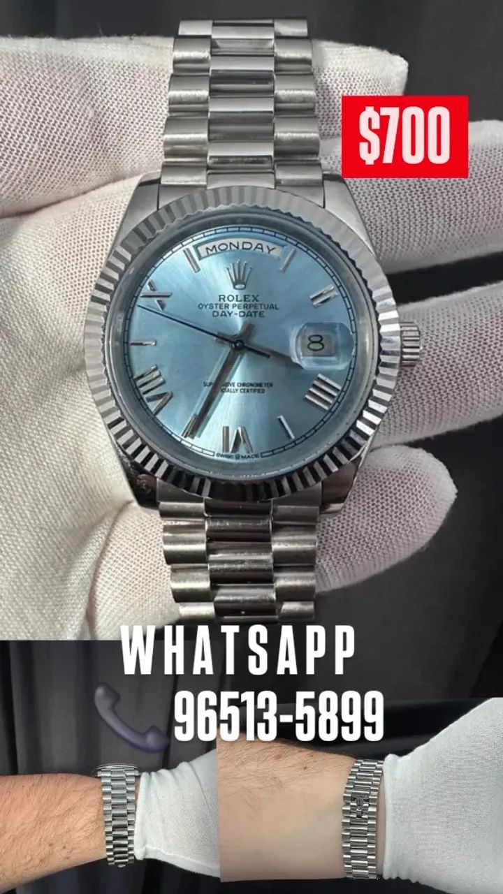 Relógio ROLEX DAY DATE AUTOMÁTICO MOSTRADOR AZUL TURQUESA