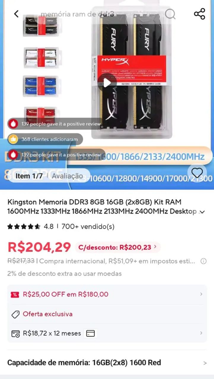 HyperX Fury DDR3 de 8 GB cada. - Foto 5