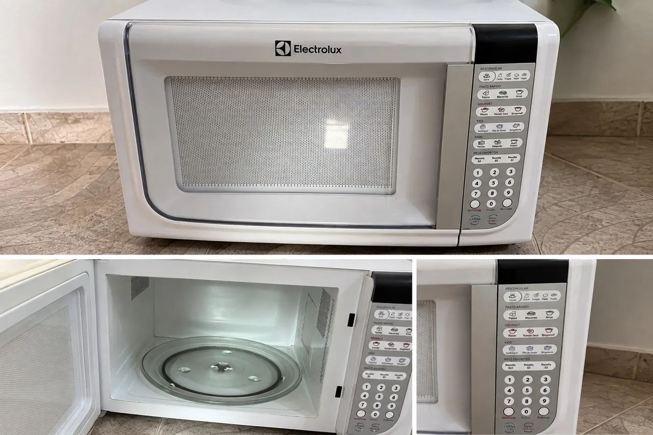 Vendo micro-ondas Electrolux, branco, em bom estado e funcionando normalmente.