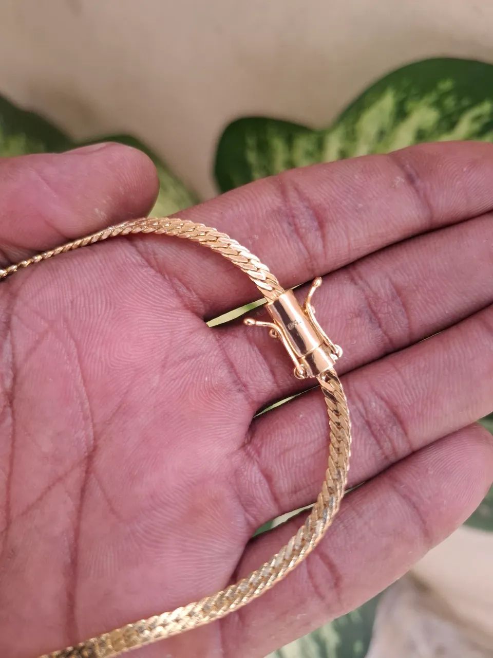 Corrente Flat 60cm / 4mm Banhada a Ouro 18k 