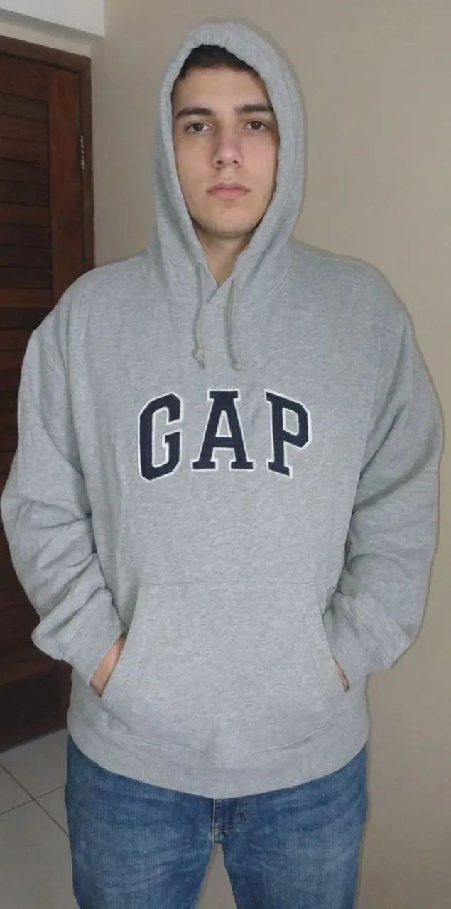 moletom gap cinza com capuz