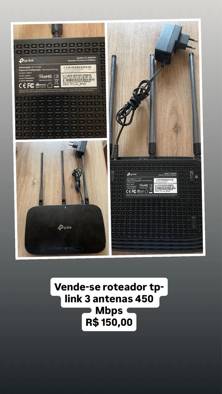 Roteador TP-LINK 3 antenas 450 MBPS