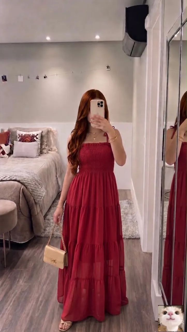 Vestido vermelho longo elegante 