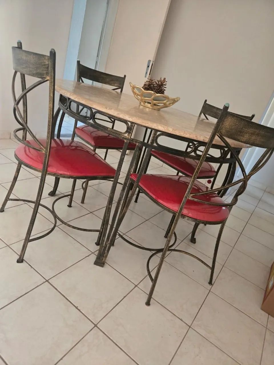 Mesa de ferro e mármore travertino - Foto 2