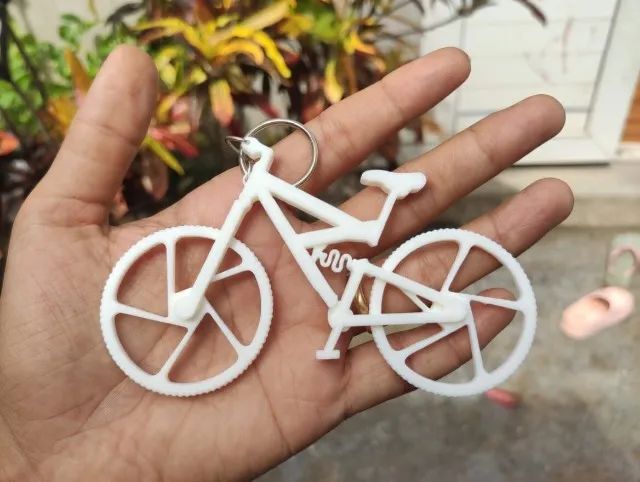 Chaveiro Bicicleta 3D - Pneu Gira e Mola Funciona