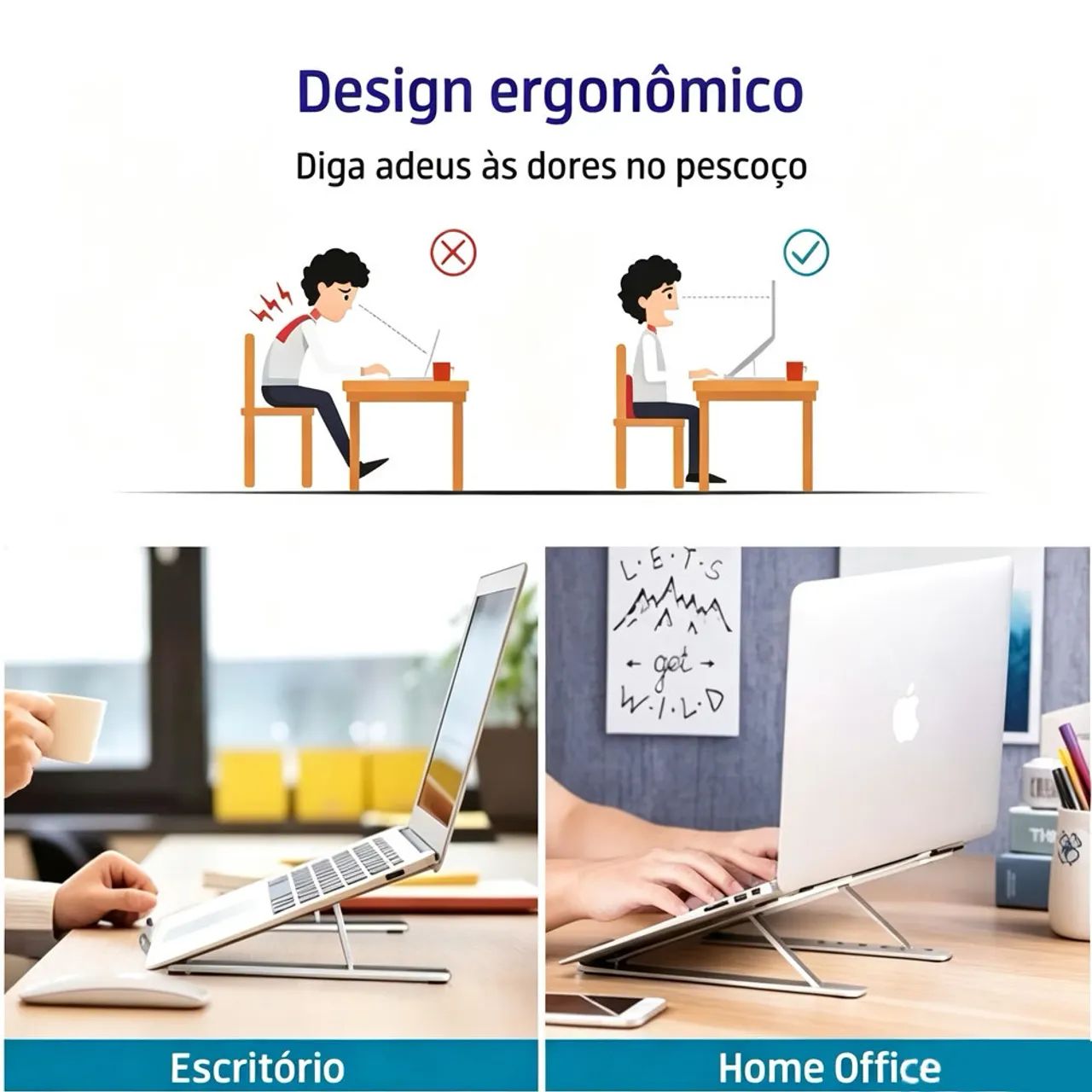 Suporte para Notebook e Tablet em Alumínio Dobrável Portátil - Foto 2