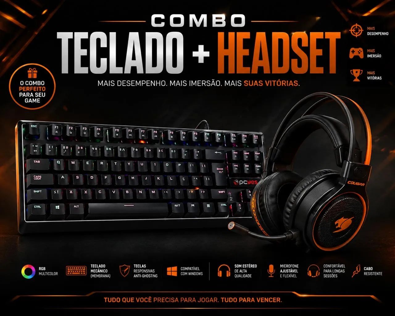Combo teclado rgb e Headset gamer 