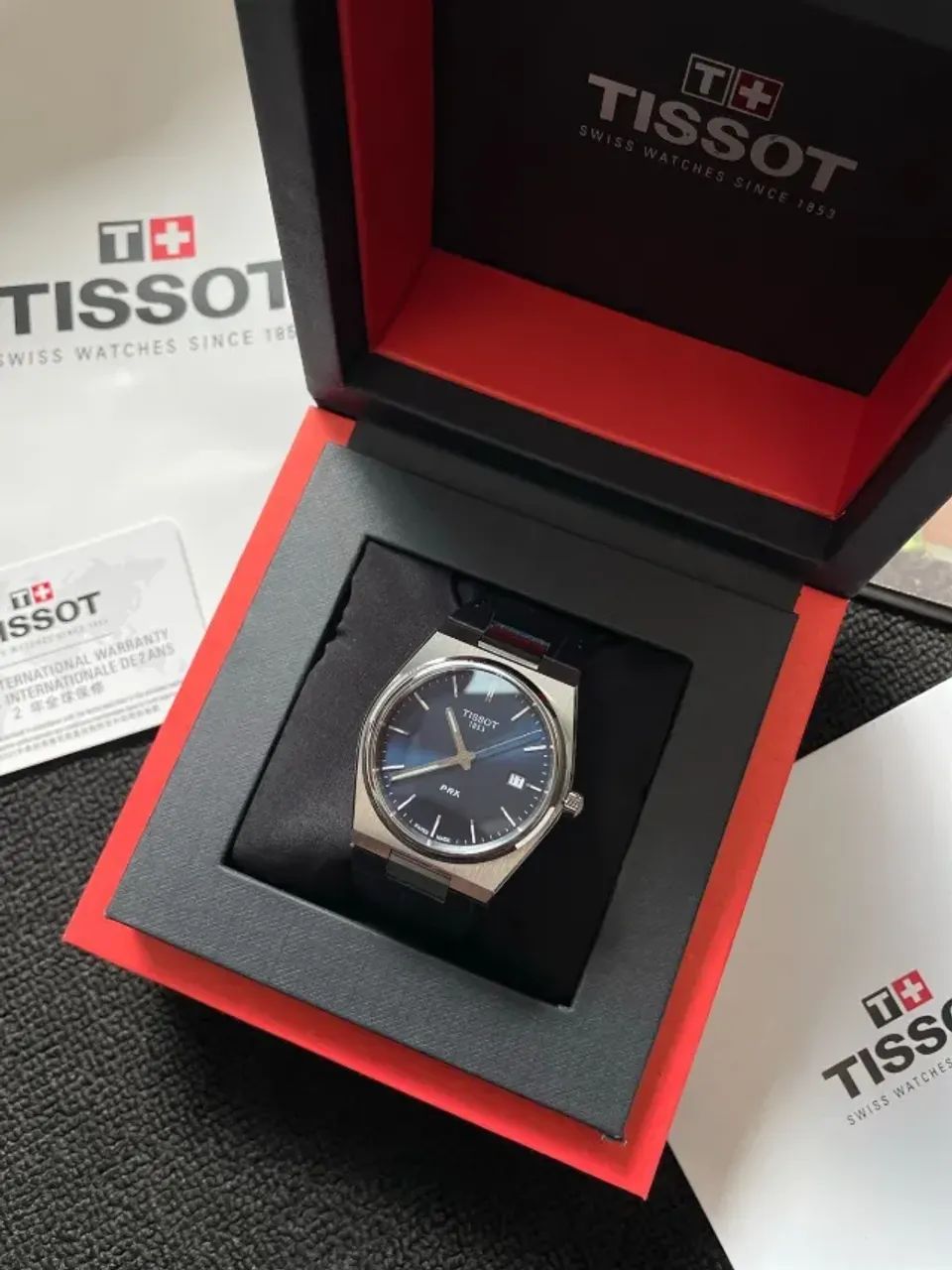 Tissot Prx Azul 40mm Pulseira Couro - Foto 2
