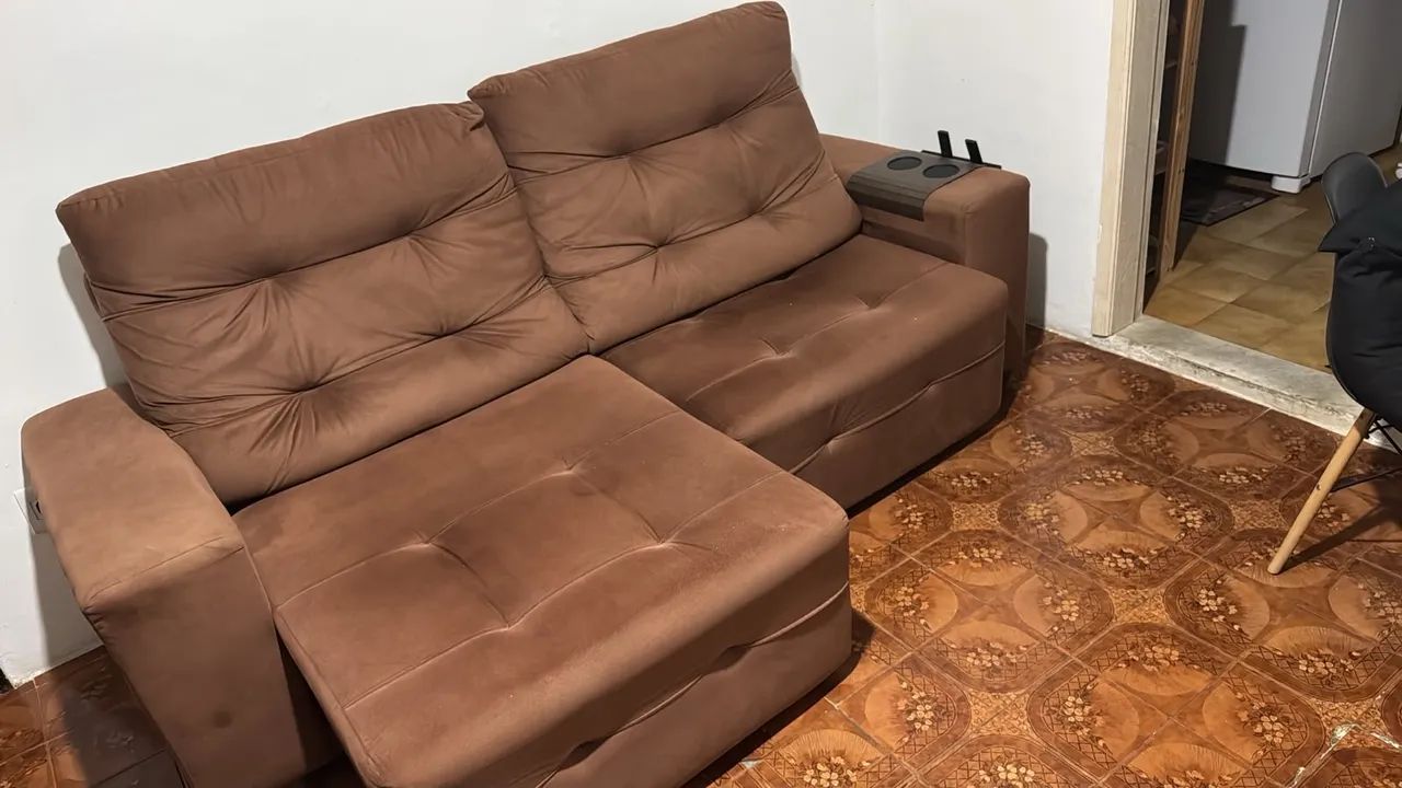 Sofá retrátil reclinável 3 lugares 