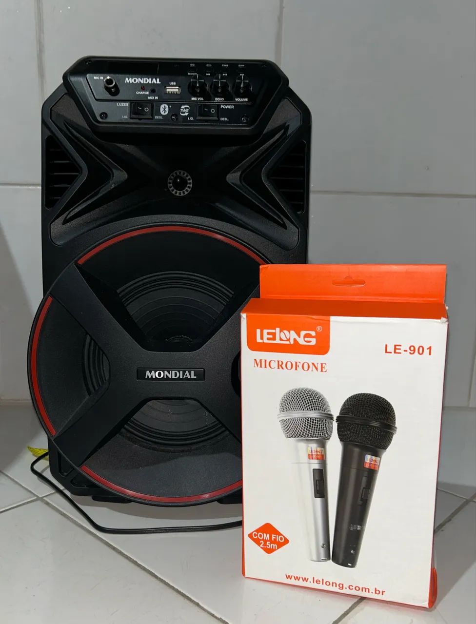 CAIXA DE SOM MONDIAL (CM-250) COM MICROFONE 