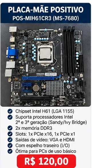 PLACA-MÃE POSITIVO POS-MIH61CR3