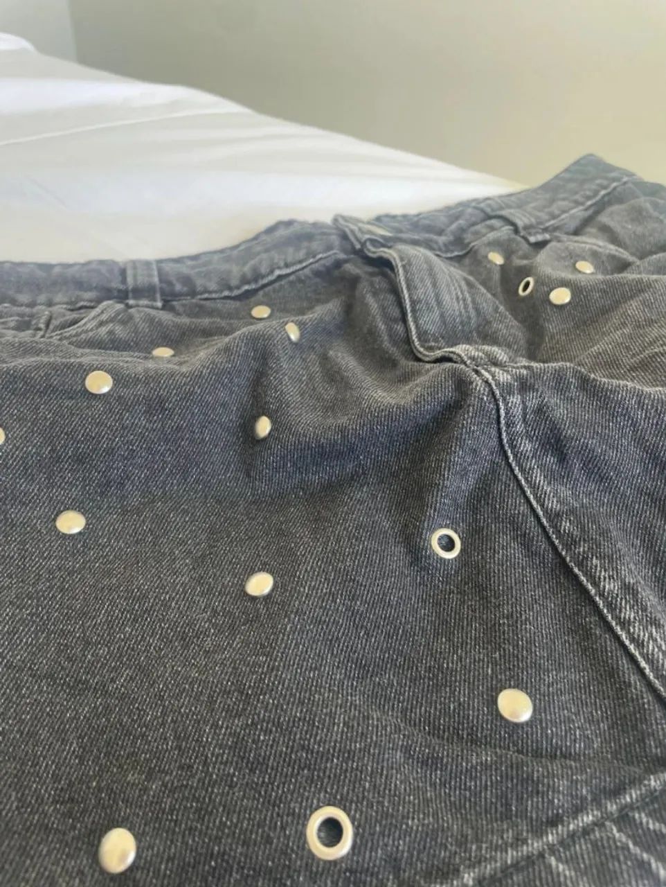 Saia Jeans Preta com Spikers - Foto 2