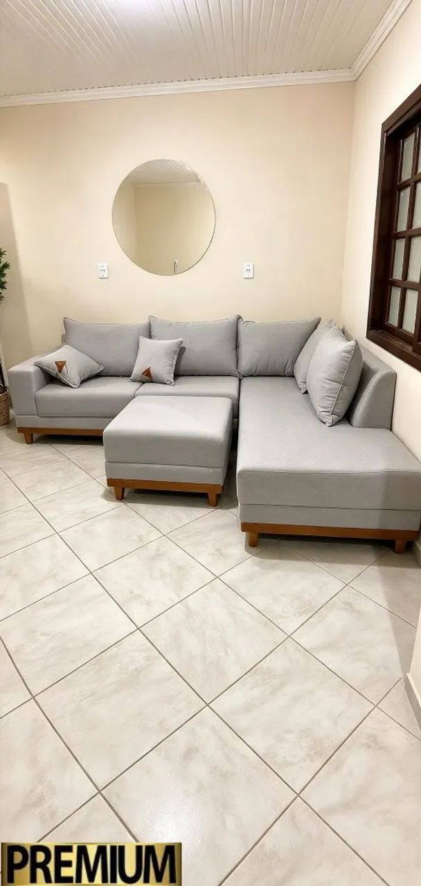 Estofado de 3 lugares com puf - Foto 5