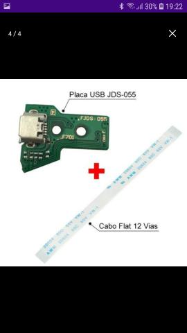 Placa Usb De Carga Ps4 Jds050 Jds055 Nova+ Flat - Foto 3