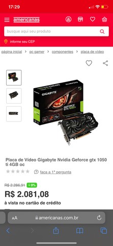 Placa de Vídeo Gigabyte Nvidia Geforce gtx 1050 ti 4GB oc - Foto 5