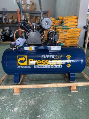 Compressor de Ar Industrial 20pcm 200L 175lbs - Pressure (Loja)