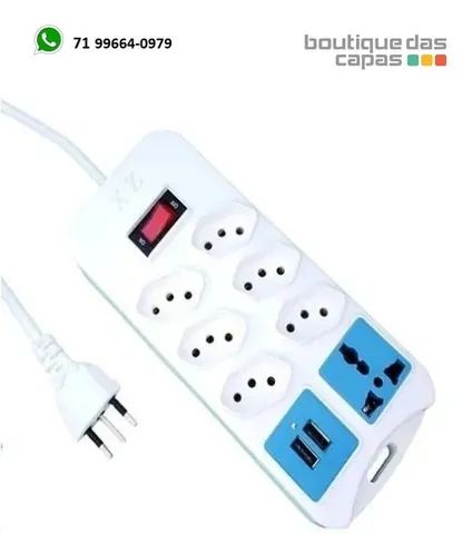 Filtro Extensão Régua 2 Usb + 6 Tomada Univ 8208 X zang 2 M Tv televisão - Foto 2