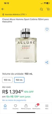 Perfume Chanel Allure Homme Sport Eau de Toilette Masculino 150ML :  : Beleza