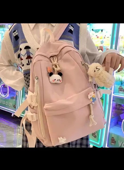 Mochila Feminina Rosa com Ursinho