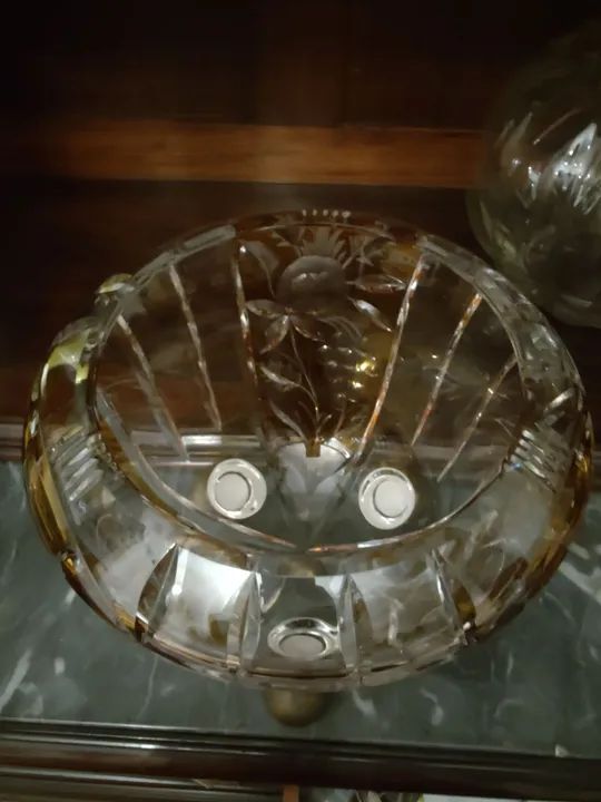 Lindo vaso em cristal Overlay amarelo