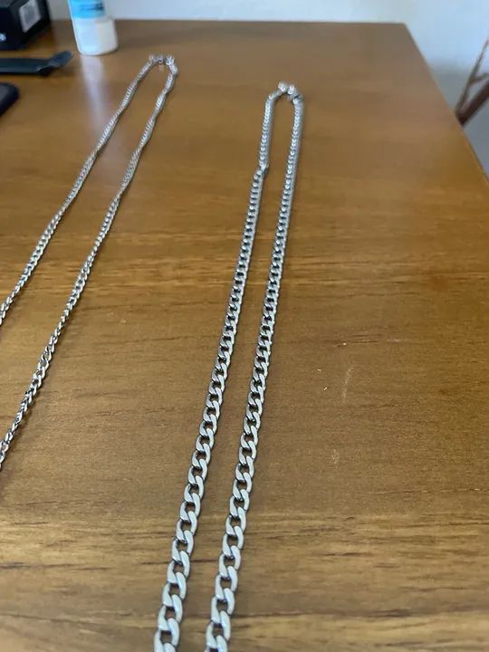 Kit 1 corrente de aço inox + 1 corrente banhada a prata - Foto 2