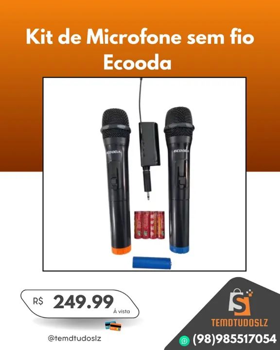 Kit de Microfone sem fio Ecooda - Novo