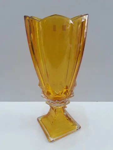vaso amarelo de vidro - flower - novo - na caixa - peça única
