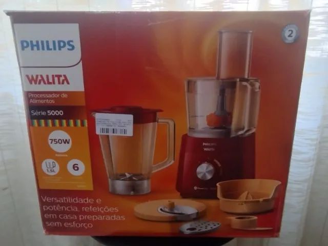 Multiprocessador PowerChop 750 Plus Philips Walita Vemelho 6 acessórios- Novo