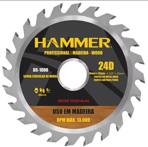 Serra Circular Para Madeira 7.1/4 1100 Watts Gysc1100 Hammer - Foto 3