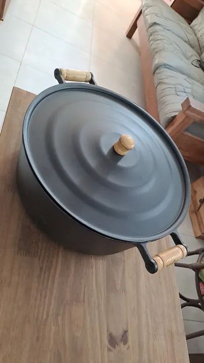 Panela de ferro com tampa em aluminio n 36   