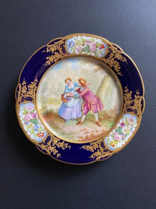 Prato de parede Sevres 1844 - Chateau de Tuileries - Rei Luis Felipe