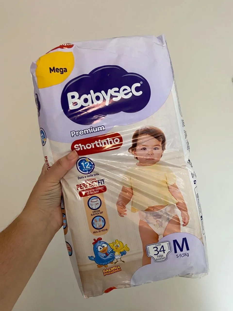 Fraldas Babysec Premium Shortinho Mega M 34 unidades