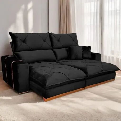 Esquenta BLACK!!  Sofá Retrátil e Reclinável Gran Bello Light 2m Veludo  - 50% OFF!! - Foto 4