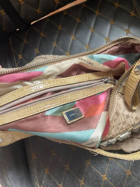 Bolsa Guess Bege Original Vintage Brecho - Foto 6