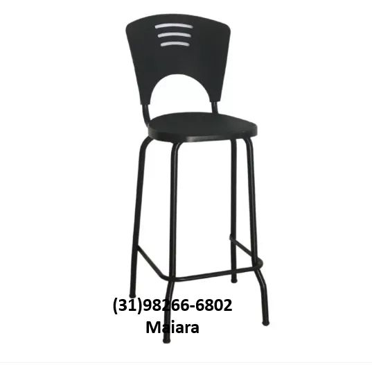 Banqueta Alta Polipropileno - Cor preta Novidade  Destaque