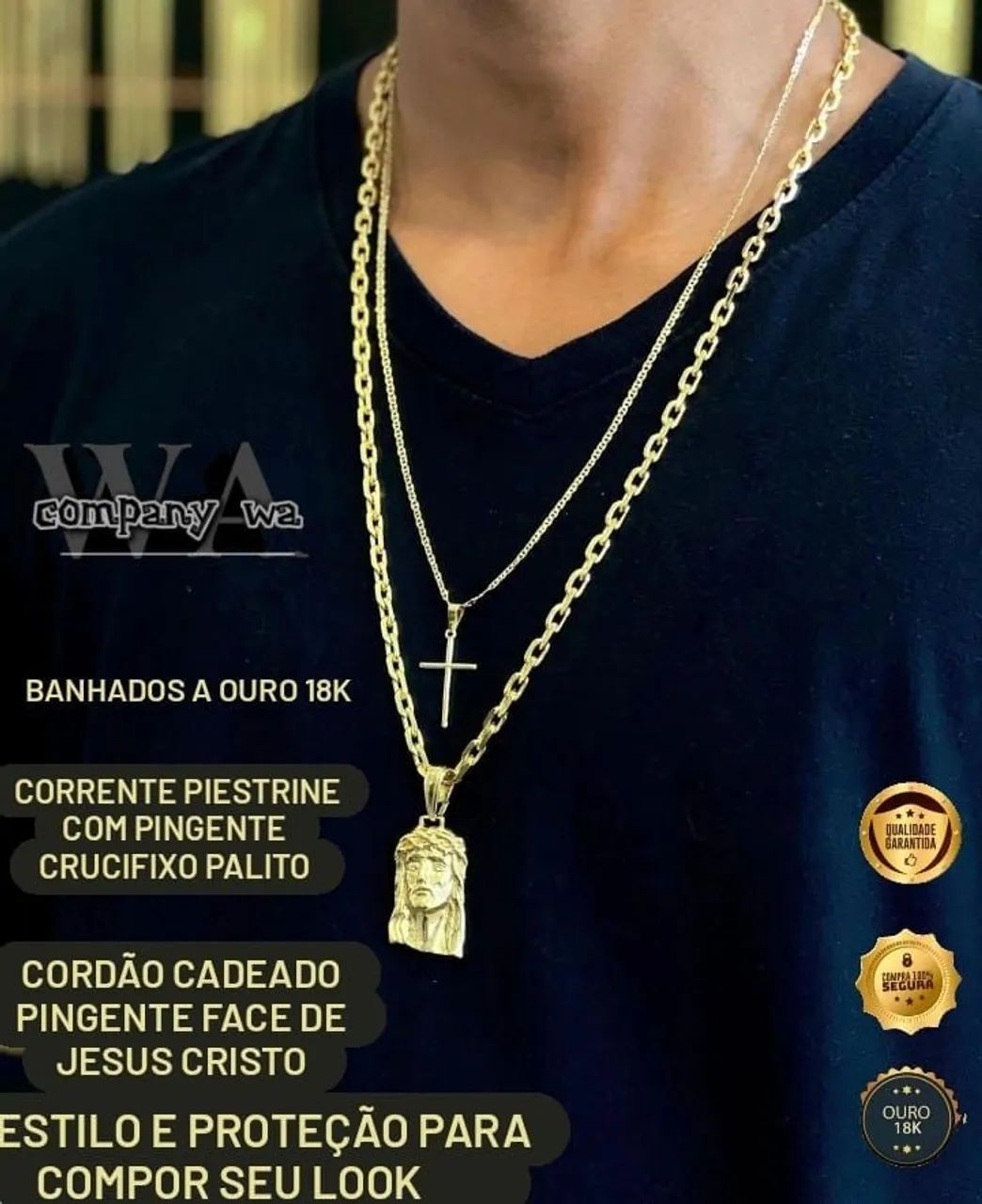 KIT CORDÃO MASCULINO BANHADOS A OURO 18K  - Foto 2
