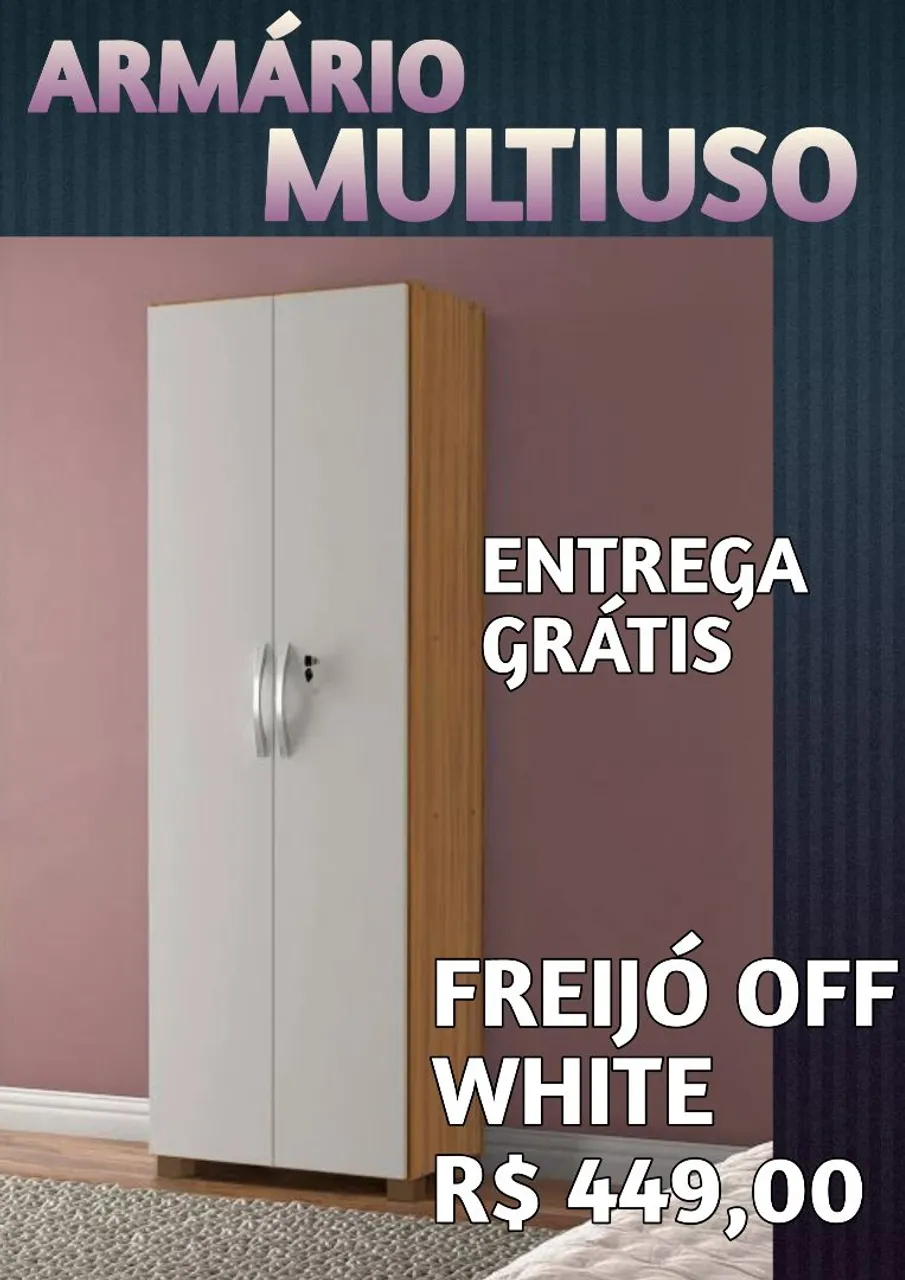 Armário Multiuso Freijó Off White - Entrega grátis