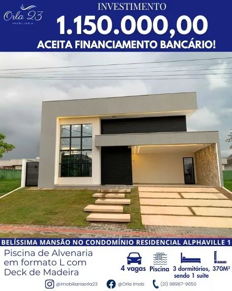 ALPHAVILLE 1, ORLA 23 IMOBILIÁRIA, VENDE! Magnífica casa, finíssimo acabamento!