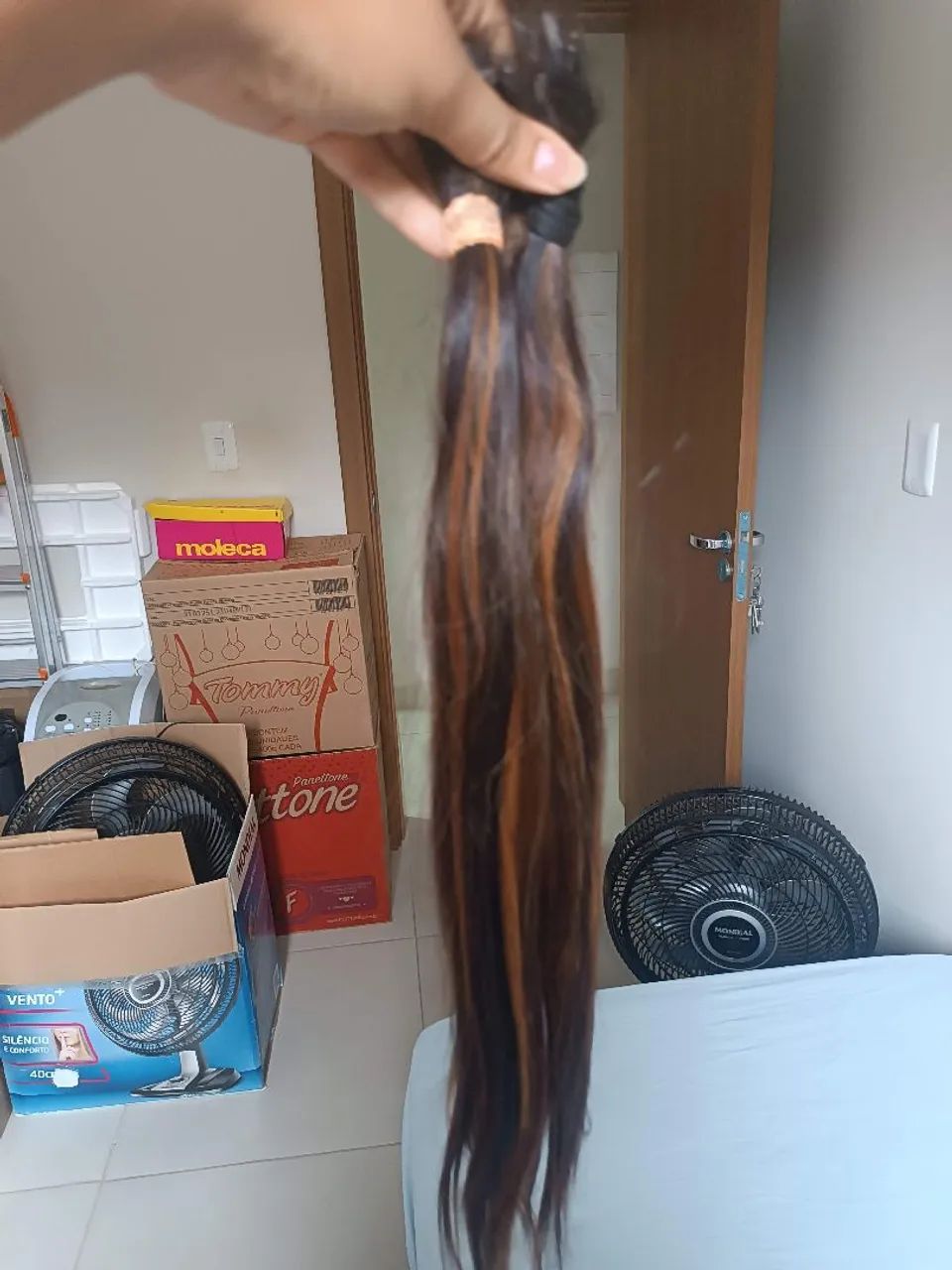Cabelo natural liso Castanho com Mechas - Foto 3