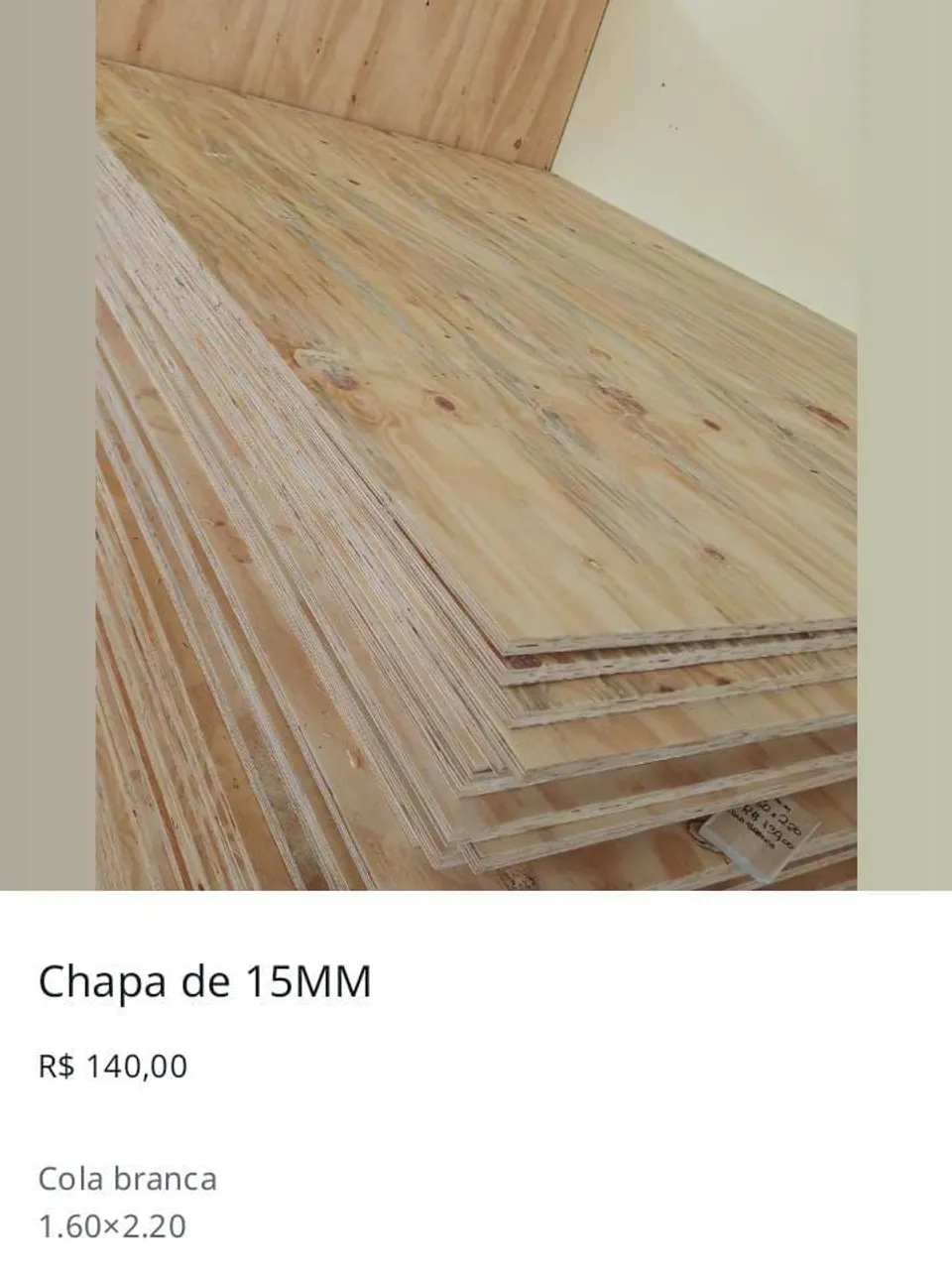 Chapa de 15MM - Cola branca